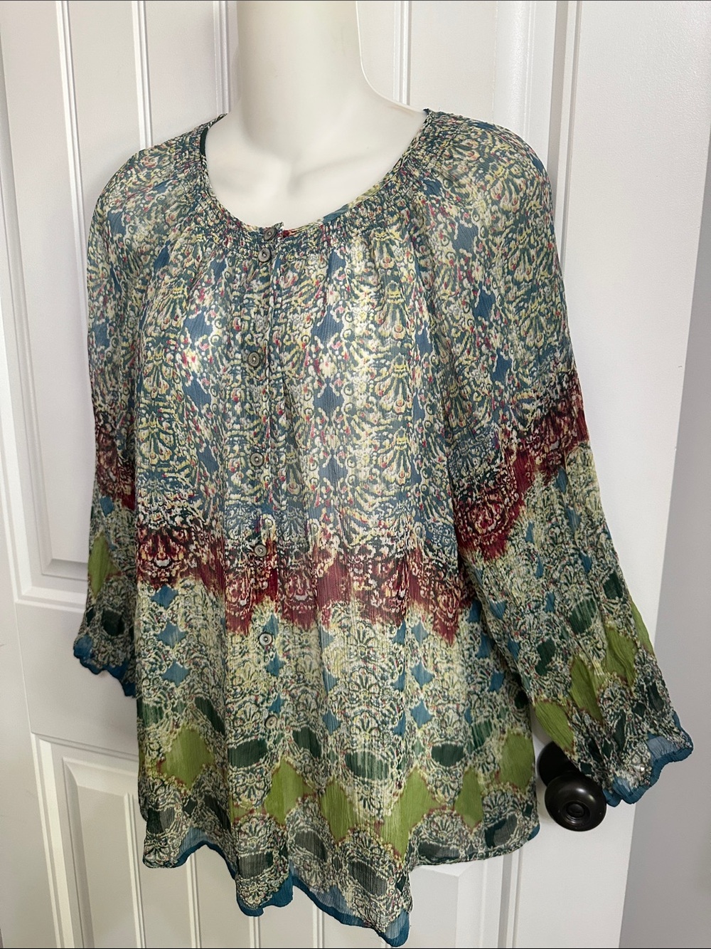 Nwots Sundance Silk Long Sleeve Blouse XL